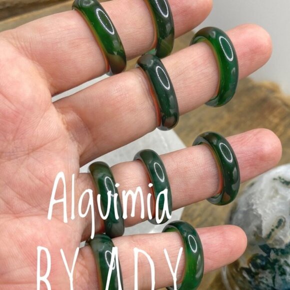 Dark green crazy lace agate ring/happy ring/elevate your style/quiet luxury - Picture 2 of 7